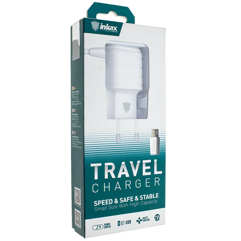 Мережевий зарядний пристрій INKAX CD-09 2.1A TYPE-C