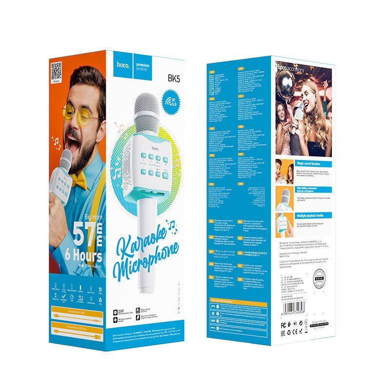Мікрофон караоке HOCO BK5 CANTANDO блакитний Мікрофон караоке HOCO BK5 CANTANDO блакитний