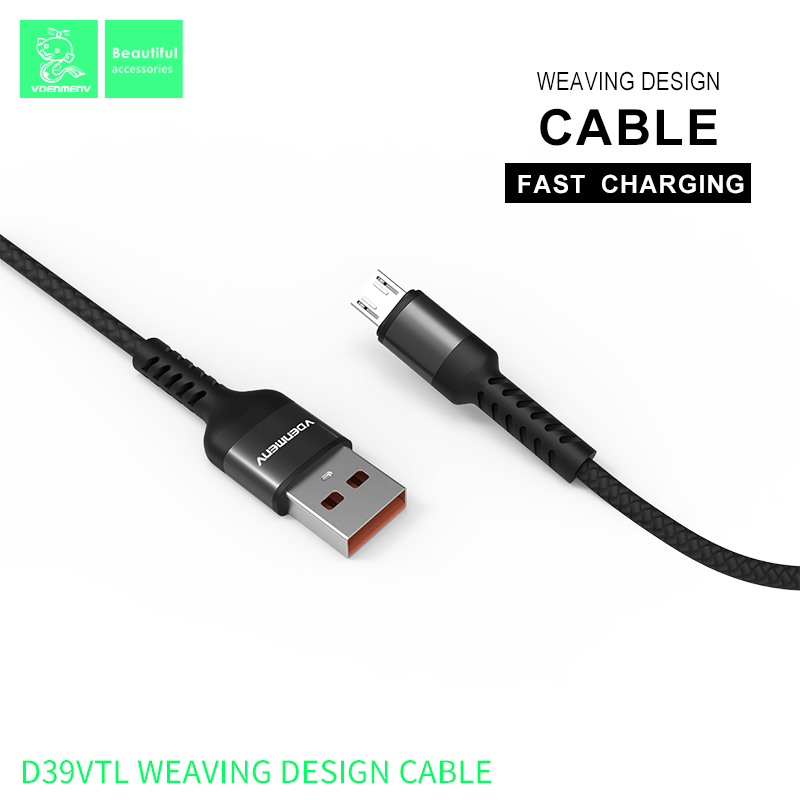 Кабель USB Denmen D39V USB - micro USB 3.6A Нейлонова обплетення