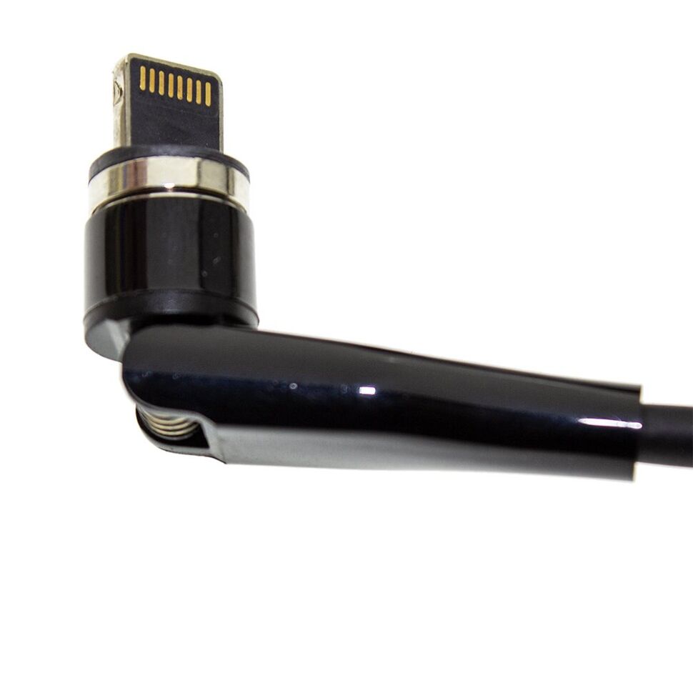 Кабель USB Магнітний круглий 90° 3в1: Lightning/Micro/Type-C 1 метр ЧОРНИЙ 3А 4-х контакний