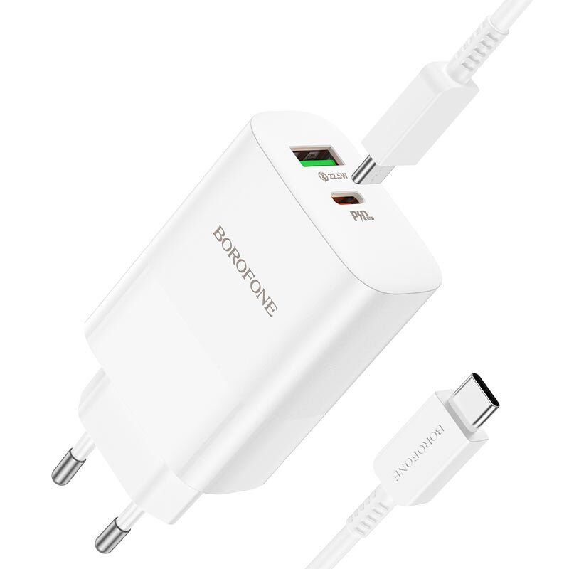 Мережевий зарядний пристрій BOROFONE BN10 Sunlight PD65W USB-C + USB-A + кабель TYPE-C - TYPE-C