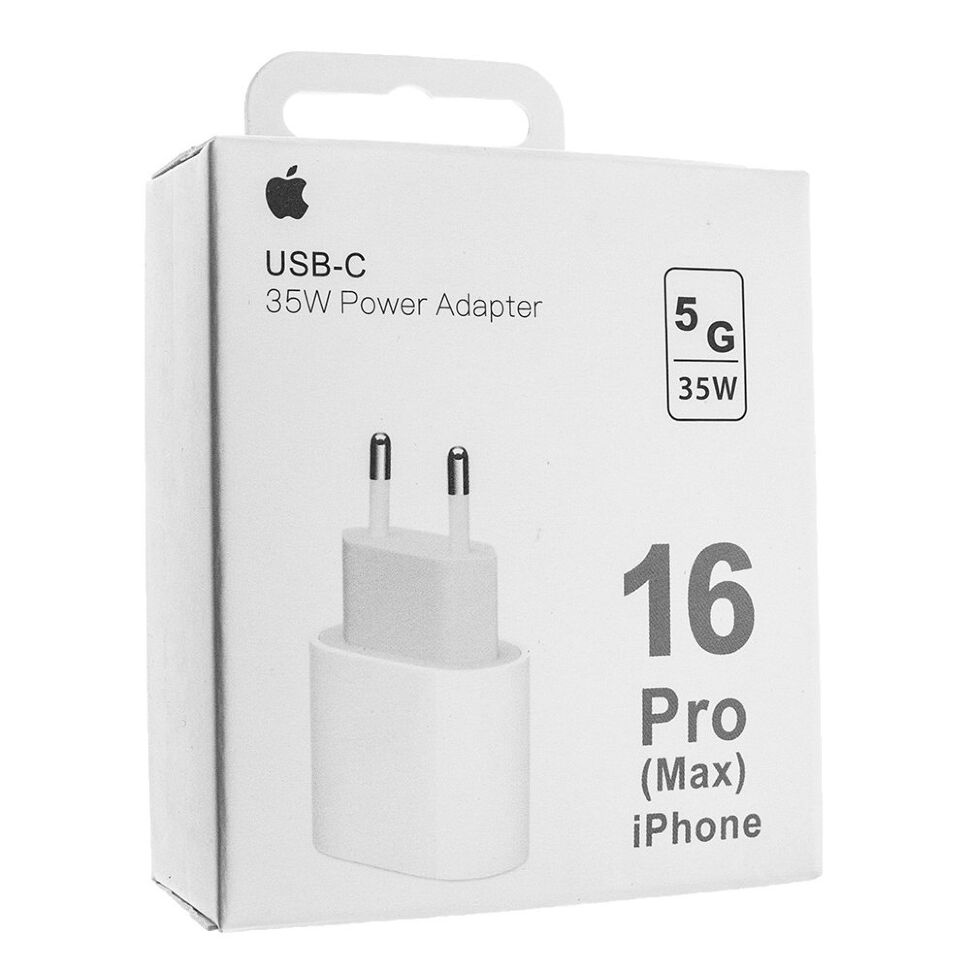 Мережевий зарядний пристрій MHJE3ZM/A MODEL A2347 PD 35W USB-C APPLE 16 PRO MAX 5G В БІЛІЙ УПАКУВЦІ