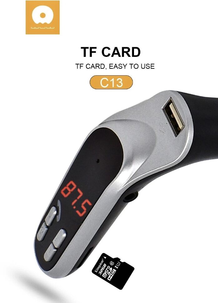 FM модулятор WUW C13 USB Bluetooth з гучним зв'язком
