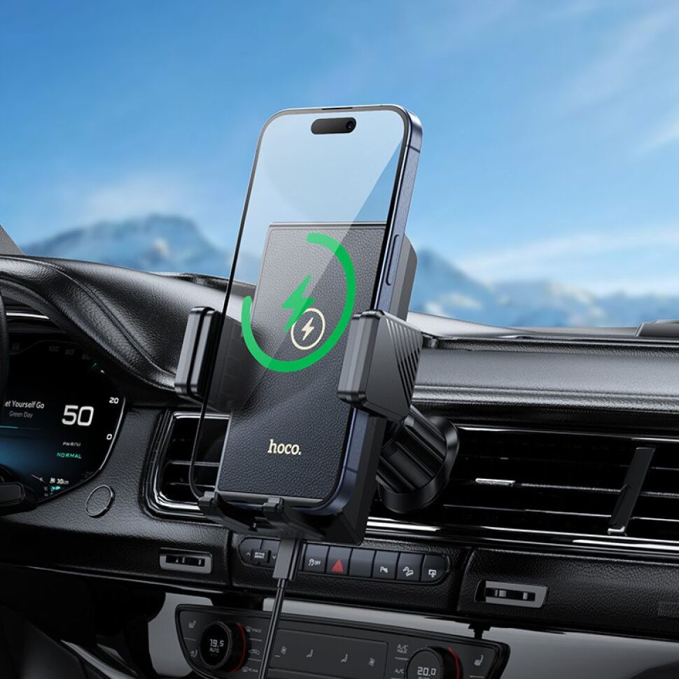 Автомобільний тримач HOCO HW21 бездротова зарядка чорний Автомобільний тримач HOCO HW21 бездротова зарядка чорний