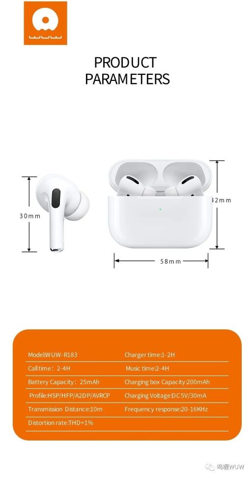 Бездротові навушники WUW R183 TWS Wireless earbuds БІЛИЙ (40)