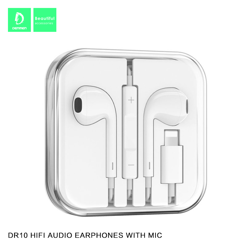 Дротові навушники DENMEN DR10 LIGHTNING, білий