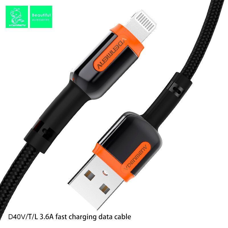 Кабель USB Denmen D40L USB - Lightning 3.6A ТКАНИНОВА ОПЛЕТКА