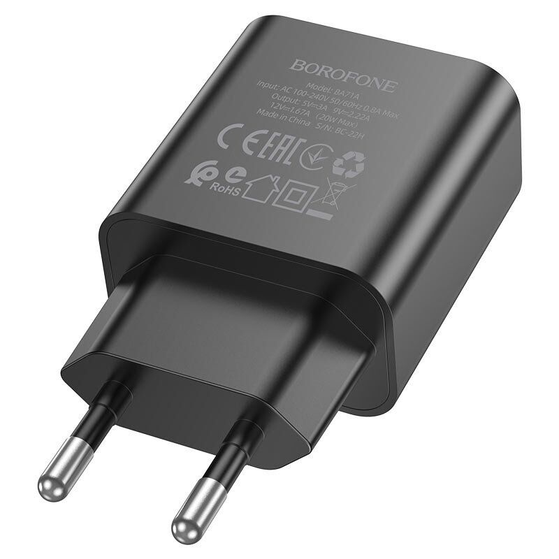 Мережевий зарядний пристрій BOROFONE BA71A Power single port PD20W USB-C Мережевий зарядний пристрій BOROFONE BA71A Power single port PD20W USB-C