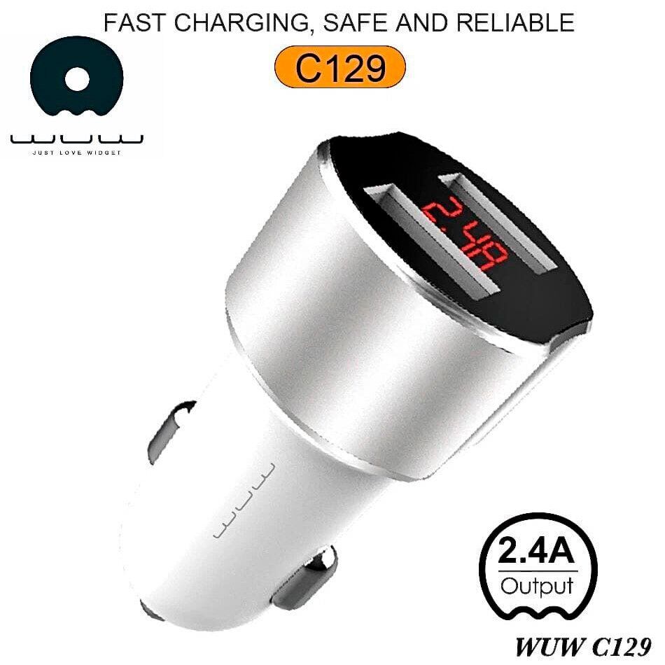 Автомобільний зарядний пристрій WUW C129 2 USB 2.4A LCD ЕКРАН СТАЛЬНИЙ (35)