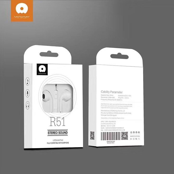 Дротові навушники WUW R51, білий (65) Дротові навушники WUW R51, білий (65)