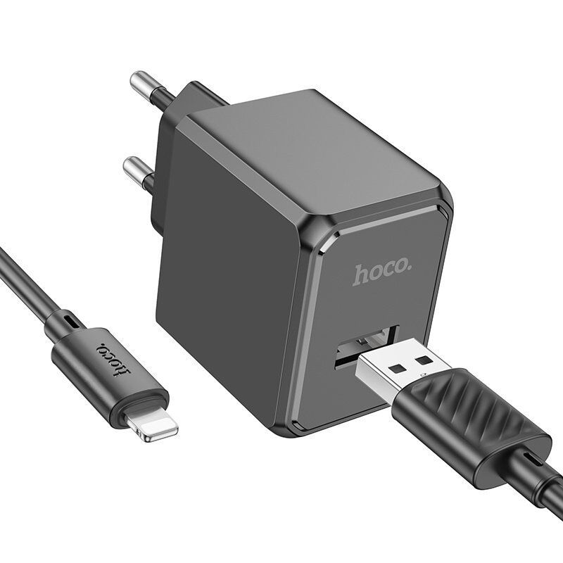 СЗУ HOCO CS11A (1USB) + USB - Lightning (28pc) (черный)