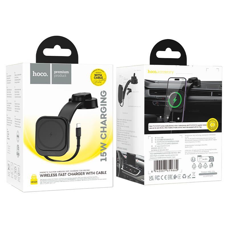 Автомобільний тримач HOCO HW24 бездротова зарядка Автомобільний тримач HOCO HW24 бездротова зарядка